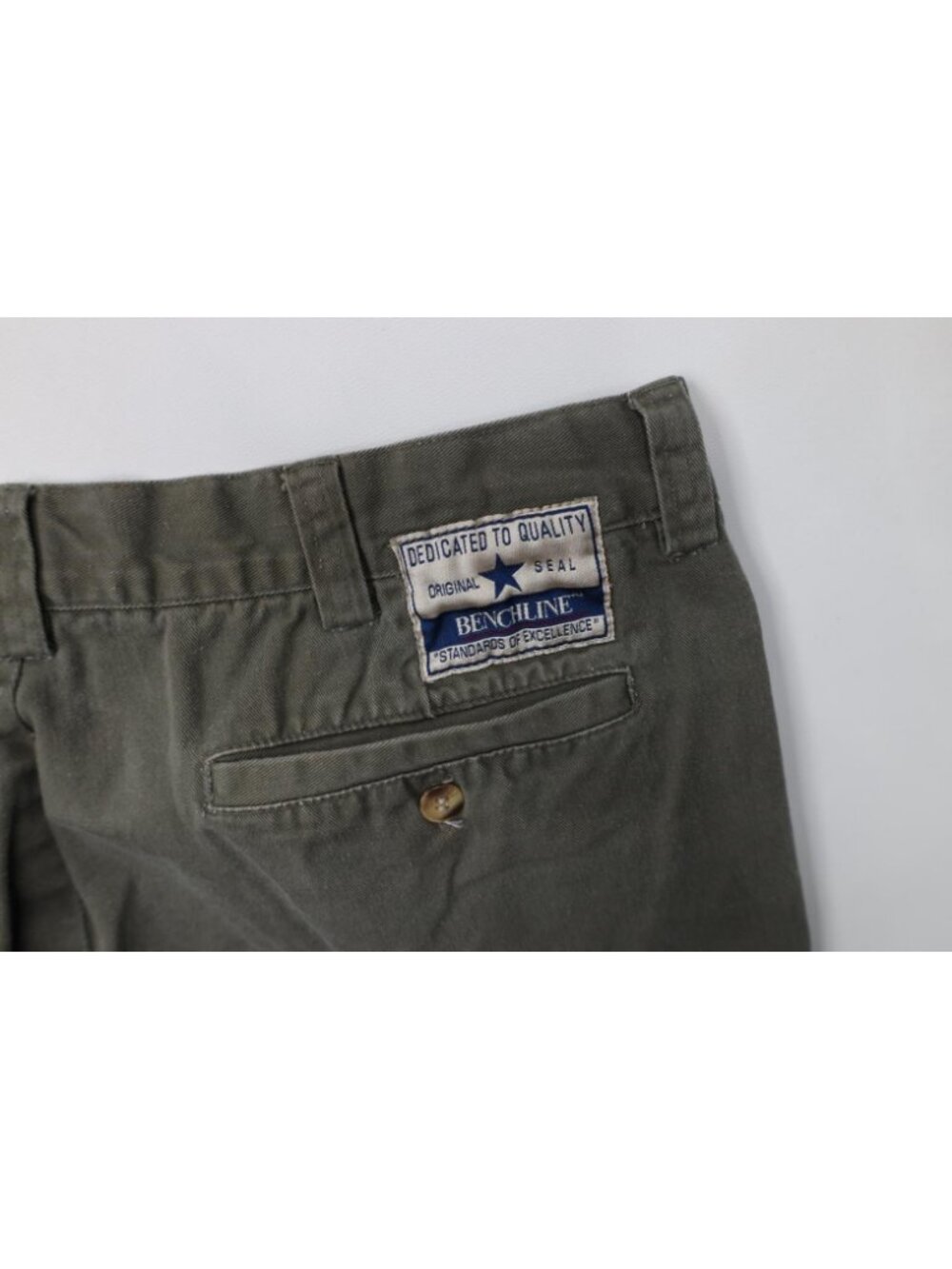 Vtg 90s Streetwear Mens 34x29 Faded Relaxed Fit Pleated Chino Pants Green Cotton - Picture 13 of 13